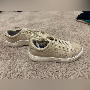 Keds Park Gold Metallic Suede Lace Up Sneakers